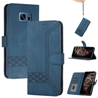 Abbildung von Momoka Store Handyhülle für Samsung Galaxy S7 Edge,TPU Klapphülle Schutzhülle für,Lederhülle mit Standfunktion und Kartenfach Blau