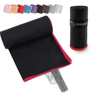Abbildung von Wowtowelz kompaktes Mikrofaser Handtuch, Reisehandtuch, Sport Fitnesshandtuch, Strand Badetuch, leicht u. schnelltrocknend, (Schwarz, 180 x 110 cm)
