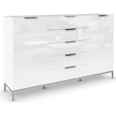Abbildung von rauch Kommode &quot;Flipp&quot;, 2 türig, 5 Schubladen, Soft Close, Oberboden und Front Glas, Breiten