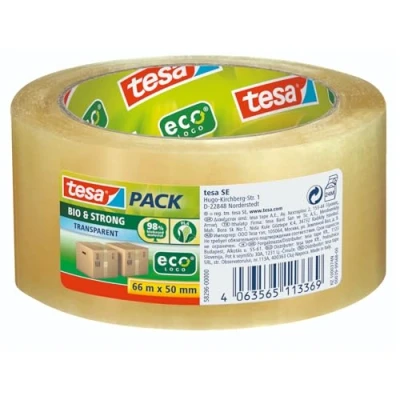 Abbildung von tesa Klebeband tesapack Bio &amp; Strong Paketklebeband 66m : 50mm (Packung, 1 St., Rolle Strong, x 50mm) einfaches Verpacken Verschließen transparent