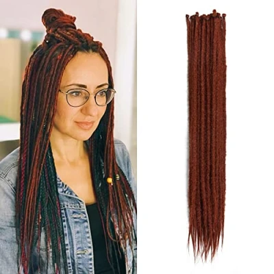 Abbildung von 20 Zoll Stränge/Pack Synthetische Dreadlocks Verlängerungen Dünne 0,6cm Gehäkelte Geflochtene Haare Weiche Dreads Einseitige Reggae Hip Hop Hippie Stil, 350#