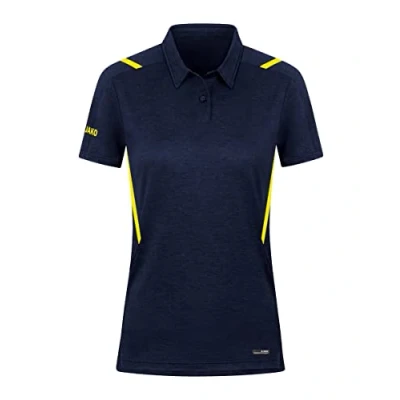 Abbildung von JAKO Damen Poloshirt Challenge, Marine Meliert/Neongelb, 38