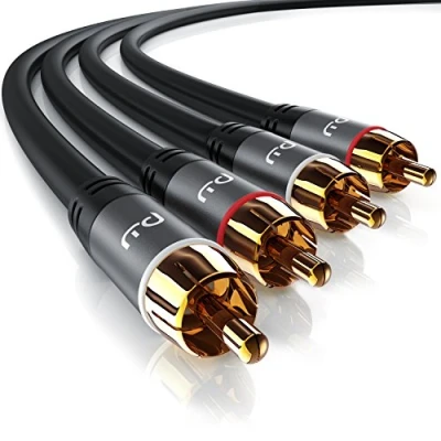 Abbildung von CSL Stereo Cinch Audio Kabel 1m 2X zu Audiokabel AUX Eingänge Metall Stecker vergoldet doppelt geschirmt