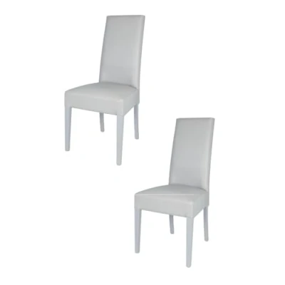 Abbildung von t m c s Tommychairs 2er Set Moderne Stühle Luisa für Küche und Esszimmer, robuste Struktur aus lackiertem Buchenholz Farbe Hellgrau, Gepolstert mit hellgrauem Kunstleder bezogen