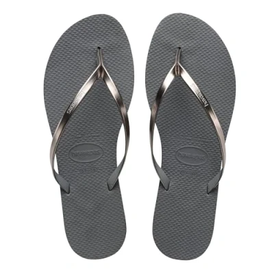 Abbildung von Havaianas You Metallic, Bequeme, stylische und vielseitige Sandalen, Dünne Riemen mit Metallic Finish, Kleiner Absatz, für Damen