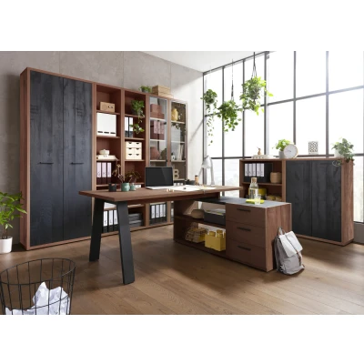 Abbildung von Composad Eckschreibtisch &quot;Davinci, mit 3 Schubladen, 2 offenen Fächern,&quot;, Maße (B/T/H): 171,5x144x75 cm, 100% recyceltes Holz, Made in Italy