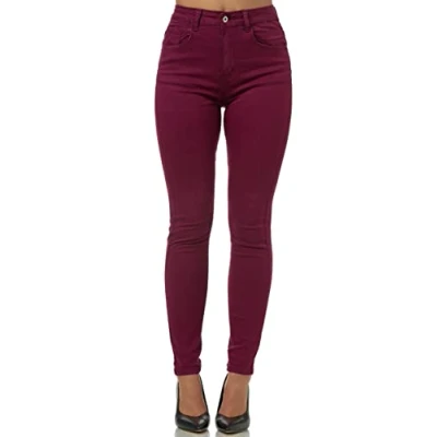 Abbildung von Elara Super High Waist Damen Hose Chunkyrayan EL12 Wine 42 (XL)