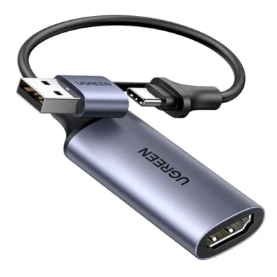 Abbildung von UGREEN Video Capture Card, HDMI auf USB AC 4K 60Hz Eingang 1080P 30Hz Aufnahme für Rekorder Live Streaming Video, Gaming kompatibel mit Computer usw.