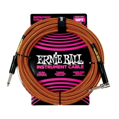 Abbildung von Ernie Ball Geflochtenes Gitarrenkabel, Gerade/Gewinkelt, 5,49 m Pumpkin Pie