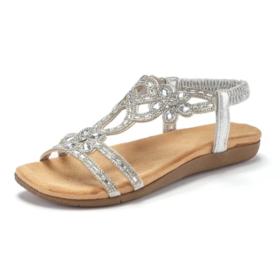 Abbildung von Vivance Sandale, Sandalette, Sommerschuh mit elastischen Riemen &amp; Glitzersteinen VEGAN