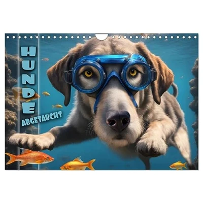 Abbildung von Hunde abgetaucht (Wandkalender 2025 DIN A4 quer), CALVENDO Monatskalender