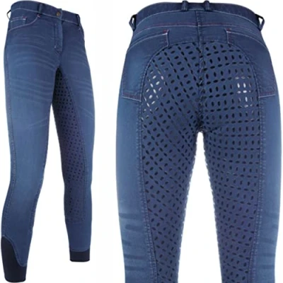 Abbildung von HKM Reithose Summer Demin Easy 3/4 Silikon Besatz Jeansblau 44