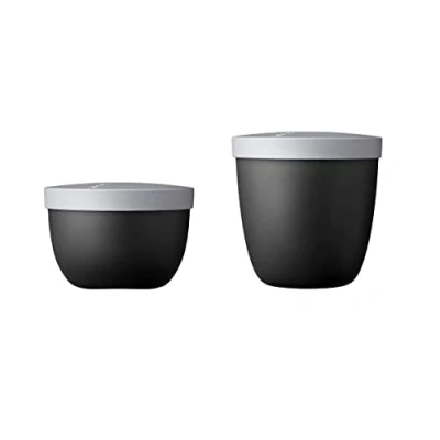 Abbildung von Mepal Snackpot Duo Pack Ellipse Praktischer Behälter zur Aufbewahrung &amp; für Transport von Lebensmittel Tiefkühltauglich Spülmachinenfest Old Nordic Black