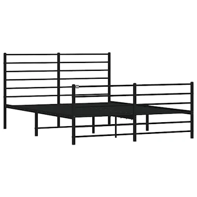Abbildung von vidaXL Bettgestell, Bettrahmen mit Kopfteil Fußteil, Metallbett Bett Lattenrost, Doppelbett Gästebett Schlafzimmer, Metall Schwarz 140x190cm