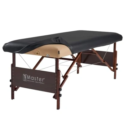 Abbildung von Master Massage Schutzlaken Leder Überzug Lederableckung aus PU für Massageliege Ölresistent Schwarz