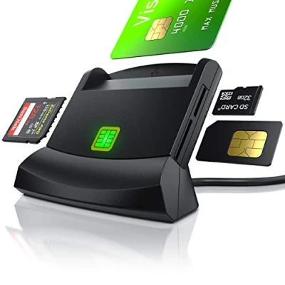 Abbildung von CSL USB Chipkartenleser SmartCard Reader Cardreader unterstützt Smart Cards und SIM Cards, Sdcard, Micro Sd schwarz