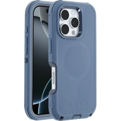 Abbildung von OtterBox Defender Series MagSafe Hülle für iPhone 16 Pro, stoßfest, sturzsicher, extrem robust, Schutzhülle, 7X getestet nach Militärstandard, Blau, Keine Einzelhandelsverpackung