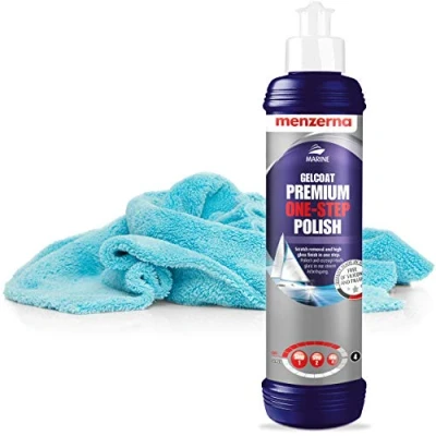 Abbildung von detailmate Menzerna Premium Gelcoat Boots Politur Set Polish (One Step + Microfiber XL)