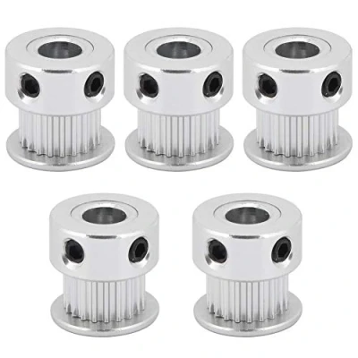 Abbildung von Richer R 5X GT2 Zahnriemenscheibe, Aluminium 6.35mm Bohrung 5pcs 20 Zähne Zahnriemen Riemenscheiben Zahnriemenrad Set,Große Ersatzteile für 3D Drucker Silberig
