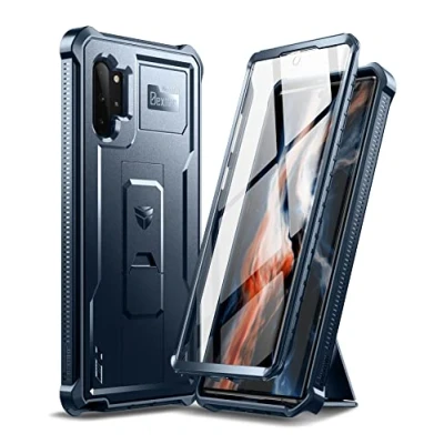 Abbildung von Dexnor Kompatibel mit Samsung Note 10 Plus Hülle, [Eingebaute Displayschutzfolie und Ständer] Strapazierfähiger Schutz in Militärqualität Stoßfeste Schutzhülle 10+ Blau