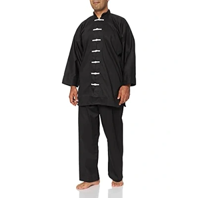 Abbildung von DEPICE Kung Fu Anzug CHINA schwarz Baumwolle, weiße Knöpfe, Größe 140