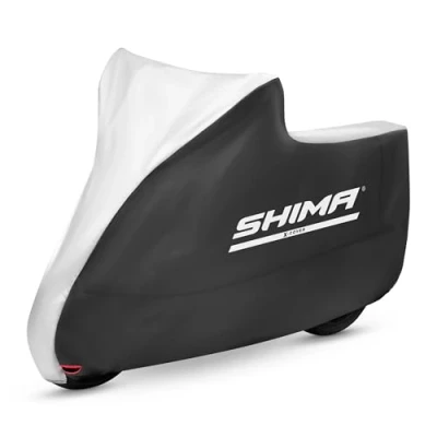 Abbildung von SHIMA X Cover Motorrad Abdeckplane Wasserdicht Outdoor Motorradplane Garage Abdeckung Motorcycle Zubehör Motorradabdeckungen Regenschutz UV Beständige Schlossloch Winddichte (Schwarz, L)