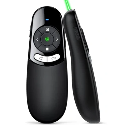 Abbildung von USB C Presenter, Kabellose 2.4 GHz Powerpoint Fernbedienung, Grün Licht Pointer für Präsentationen via Typ und Empfänger, Präsentationsfernbedienung Windows 7/8/10/Mac/Linux/Android