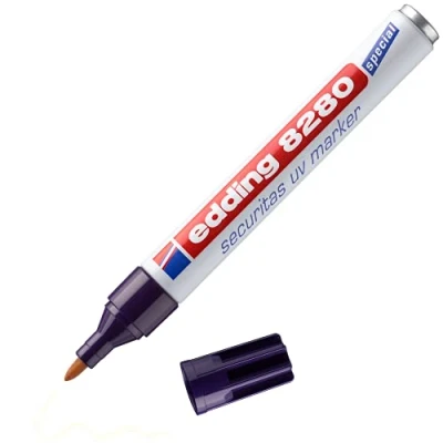 Abbildung von edding 8280 Securitas UV Marker farblos 10 Stifte Rundspitze 1.5 3 mm Schwarzlichtmarker zum versteckten Markieren von Fast Allen Materialien Unsichtbares Schreiben, Geheimstift