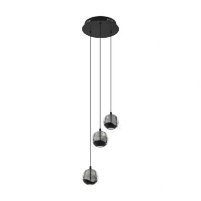 Abbildung von Lucande LED Pendellampe Hayley, schwarz, 3 flg., Glas