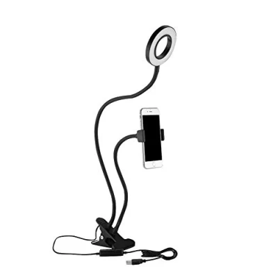 Abbildung von Tragbares Selfie Ringlicht, 360 Langer Armhalter, LED Fülllicht, einstellbar in 3 Farben, mit Handyständer, für Live Stream, Make up, Fotografie, Video