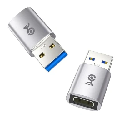 Abbildung von Cable Matters 2er Pack, 10G Adapter USB C auf für schnelles Laden und Hochgeschwindigkeits Datenübertragung, umkehrbarer Anschluss, iPhone 16, iPad Pro, Galaxy S23