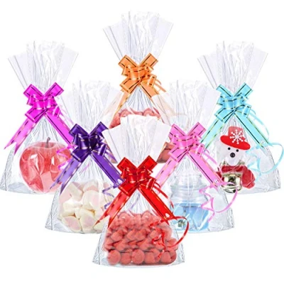 Abbildung von Hestya 50 Stücke 15 x 25 cm Klare Flache Cello Cellophan Taschen Block Boden Aufbewahrungsbeutel Süße/ Party/ Geschenk/ Haus mit 60 Bunte Schmetterling Zug Bogen