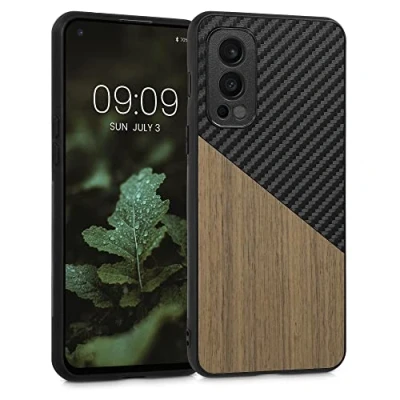 Abbildung von kwmobile Hülle kompatibel mit OnePlus Nord 2 5G Handyhülle Handy Schutzhülle Smartphone Cover Dunkelbraun Schwarz
