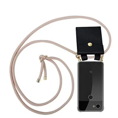 Abbildung von Cadorabo Handykette kompatibel mit Google Pixel 3A Schutzhülle TPU Silikon Case Necklace Design Slim Kratzfest Kordel Band Etui Rundumschutz Hülle für in Rosa