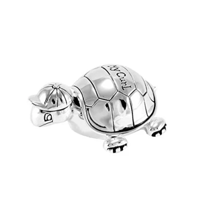 Abbildung von Brillibrum Design Lockendose Schildkröte Versilbert Namens Gravur Haardose Taufgeschenk My Curl Baby Box Für Haarsträhne (Dose mit bis 20 Zeichen)