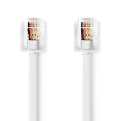 Abbildung von NEDIS Telefonkabel RJ11 Stecker 2.00 m Kabeldesign: Flach Beschichtung: Vergoldet Kabeltyp: Weiss