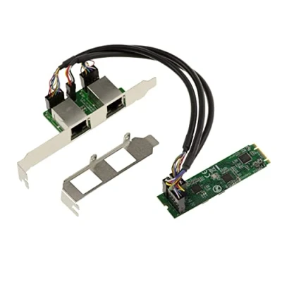 Abbildung von KALEA INFORMATIQUE M2 M.2 NGFF PCIe B M Key Karte 2 Ports 2.5 Gigabit RJ45 LAN ethernet 10 100 1000 1G 2.5G. DUAL Chipsatz Realtek RTL8125.