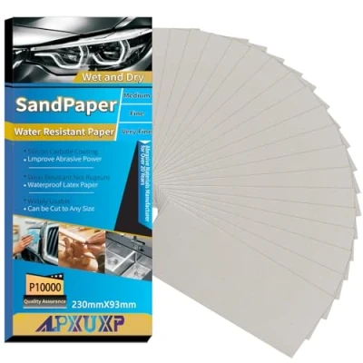 Abbildung von ALPXUXP Schleifpapier P10000 Körnung 30 Stück Nass und Trocken Profi Wasser Schmirgelpapier,für AutoMetallHolzmöbelSteinLackGlas，23 x 9cm