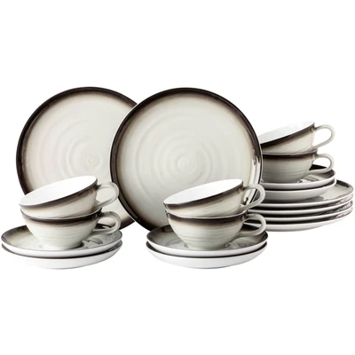Abbildung von Seltmann Weiden Teeservice &quot;Geschirr Set, 18 Teile, Terra Corso, klein&quot;, (Set, tlg., 6x Teeobertasse 0,14 l, Teeuntertasse, Brotteller), Relief/Corso, Made in Germany