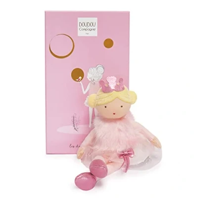 Abbildung von Jolijou Puppe Prinzessin aus blondem Stoff Oriane Die kostbaren Damsels Geschenkbox 30 cm elegantes Plüschtier Geschenkidee zur Geburt Mädchen DC3400