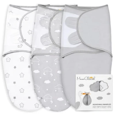 Abbildung von Mama Cheetah Preemie Pucksack, Bio Schlafsäcke für Frühchen, Wickeldecke, einfache Pucktücher Jungen, Mädchen, 1,83,2 kg, Neugeborene Essentials, 3er Pack