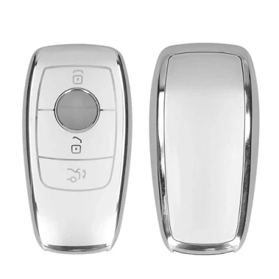 Abbildung von kwmobile Autoschlüssel Hülle kompatibel mit Mercedes Benz Smart Key (nur Keyless) Schlüsselhülle Silikon Cover Silber matt