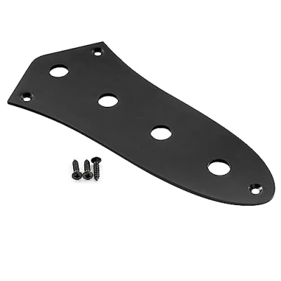 Abbildung von Musiclily Pro Stahl 4 Löcher Jazz Bass Kontrollplatte Control Plate für J Style E Bass, Schwarz