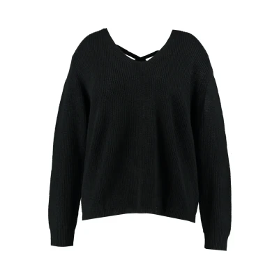 Abbildung von Urban Classics Curvy Ladies BACK LACE UP Strickpullover, Damen, Größe: XS, Black
