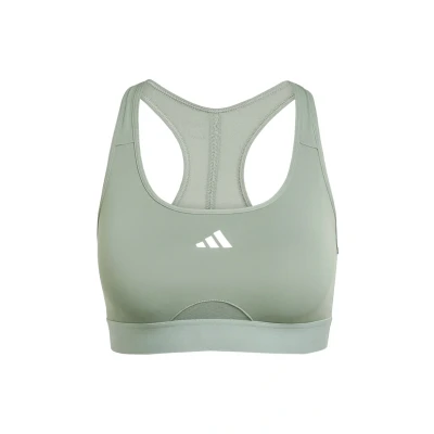 Abbildung von adidas Damen PowerReact Training Bra, Silver Green/White, XS