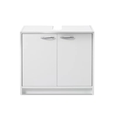 Abbildung von BEGA BBK Waschbeckenunterschrank aus MDF in Weiß matt mit 2 Türen. Abmessungen (BxHxT) 63x55x29 cm