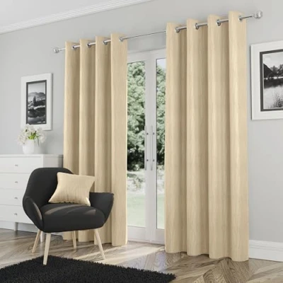 Abbildung von Enhanced Living Goodwood Thermovorhänge mit Ösen, 168 x 183 cm, energiesparend, geräuschreduzierend, für Wohnzimmer und Schlafzimmer, cremefarben