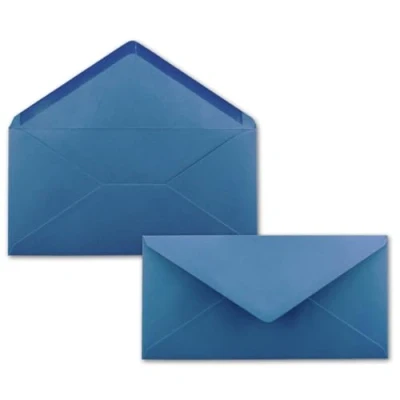 Abbildung von 25 Brief Umschläge Royal Blau/Königsblau DIN Lang 110 x 220 mm (11 22 cm) Nassklebung ohne Fenster Ideal für Einladungs Karten Serie FarbenFroh