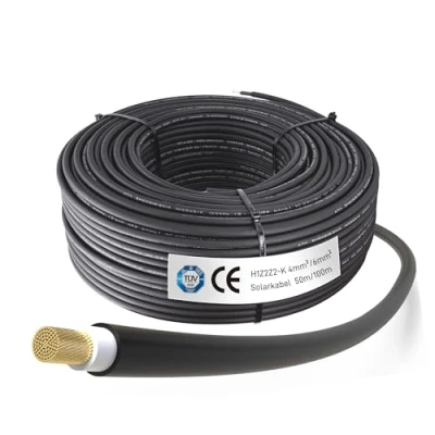Abbildung von Solarkabel Verlängerung 6mm² Schwarz 100m, H1Z2Z2 K Solarmodul PV Kabel, Photovoltaik Solarkabel, Solar Anschlusskabel für Solarpanel, UV beständig, flexibel, hohe Leistung