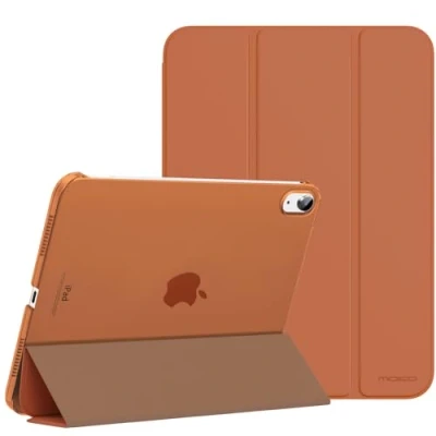 Abbildung von MoKo Hülle für ipad 10. Generation 2022, 10,9 Dünne Leichte PU Leder Tablet mit Auto Schlaf/Aufwach Funktion Transluzente PC Rückseite, Dunkel Kaffee